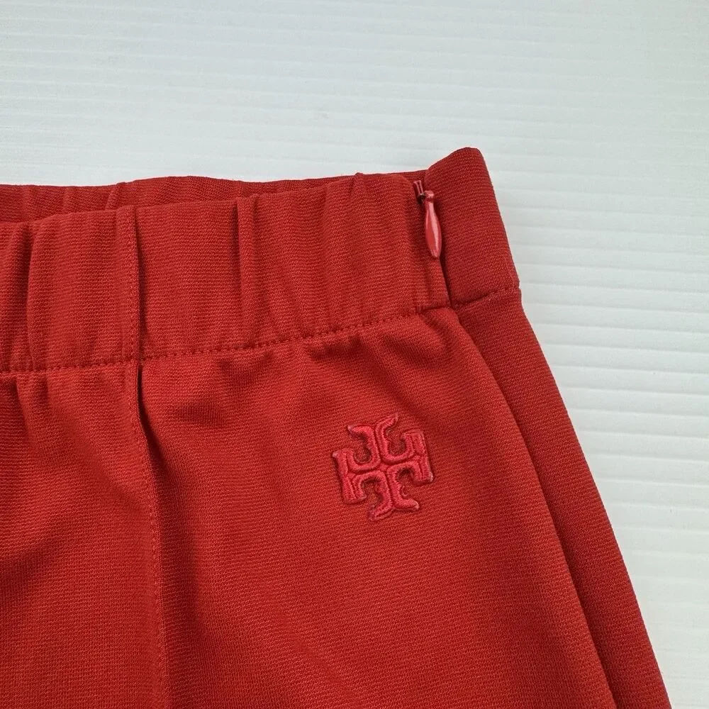 Tory Burch Sport Red Track Pants Women Large Flare Leg Stretch Pull On